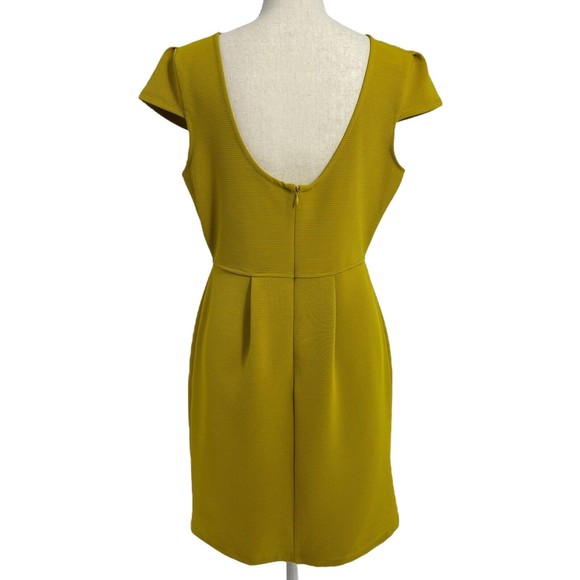 Bar III Missoula Mustard Yellow Cap Sleeve Classic Ribbed A Line Dress Womens L - Picture 2 of 10